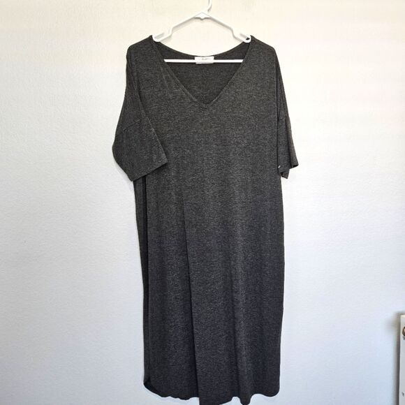 CJLA | The Favorite T-Shirt Dress In Heathered Charcoal Grey, Womens Large - Picture 1 of 4